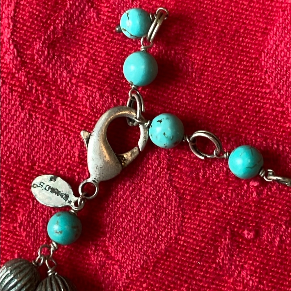 Chico’s Turquoise and Glass Statement Necklace - Picture 7 of 13